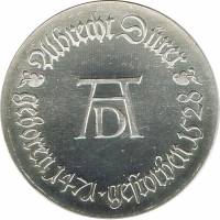 () Монета Германия (ГДР) 1971 год 10 марок ""  Биметалл (Серебро - Ниобиум)  UNC